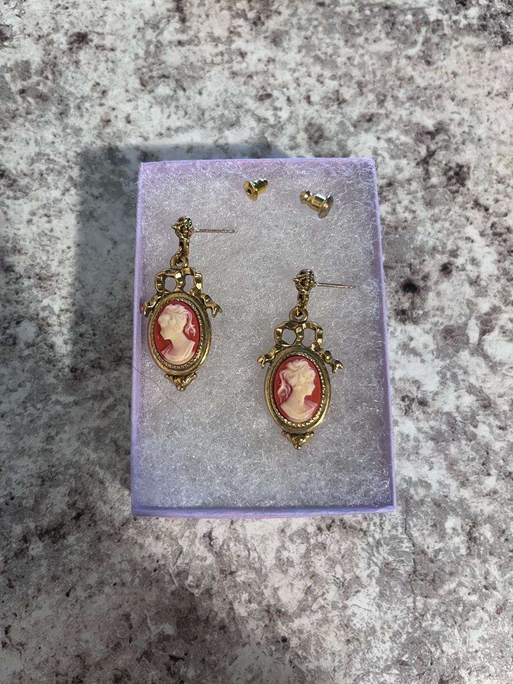 Vintage(?) Cameo Gold Tone Earrings